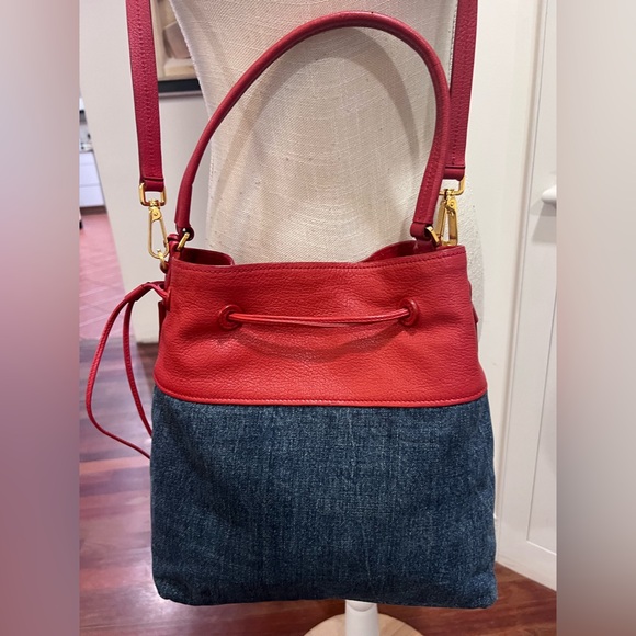 MIU MIU Denim And Leather Tote And Crossbody Bag - Picture 9 of 15